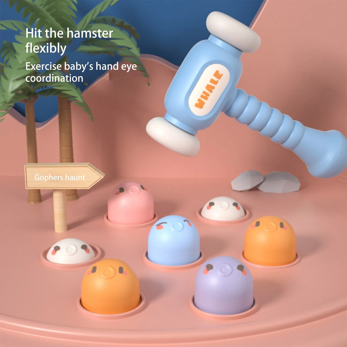 Whack Game Mole Toy with 2 Hammers D9798