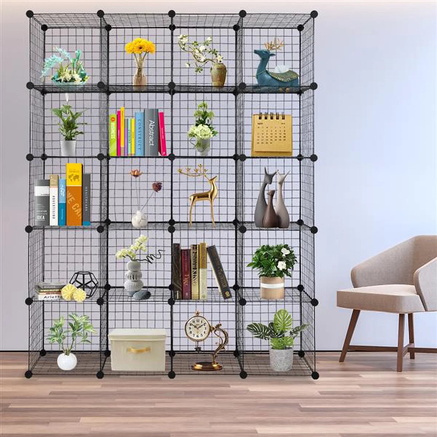 20-Cube Metal Grid Storage Shelves Organizer Q73301