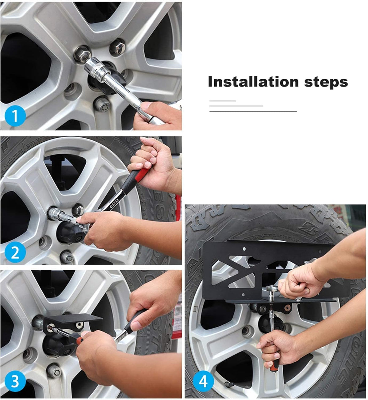 Rear Spare Tire Mount License Plate Relocation Bracket with 3rd Brake Light Mounting Bracket Kit H7303