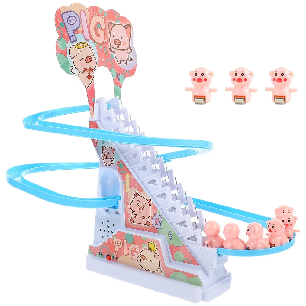 Electric Piggy Climbing Stairs Tracks Slide Toy E960865
