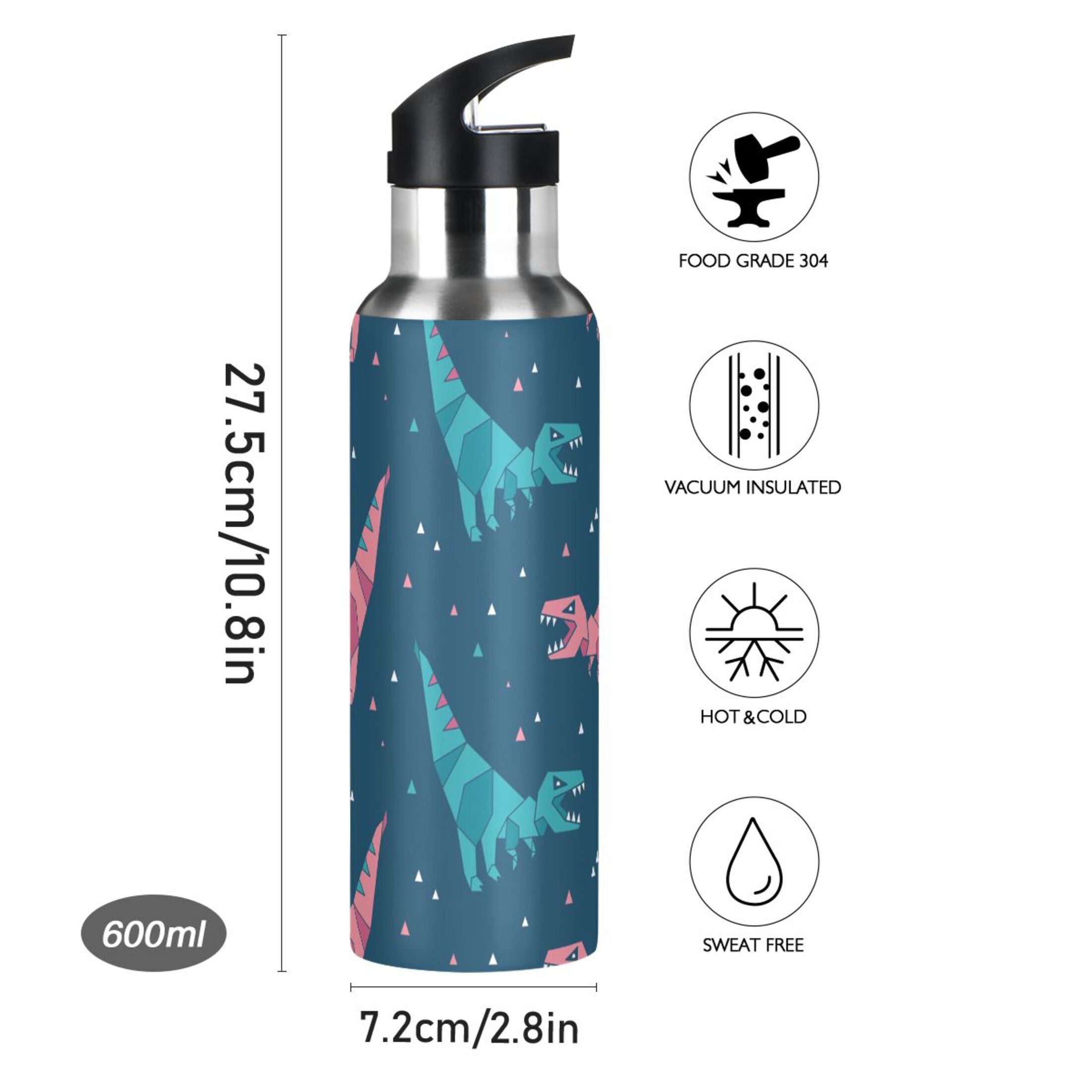 Stainless Steel Water Bottle with Straw Lid Vacuum Insulated 20 OZ G1878