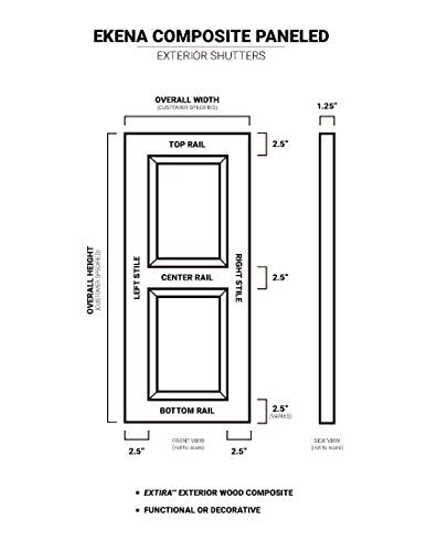 15x22W x 57x22H Exterior Composite Raised Panel Shutters (Per Pair), Primed P69690