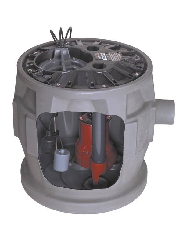 4/10 HP Sewage Pump System - 115V - 3-Inch Discharge - 24-Inch x 24-Inch Basin G4315