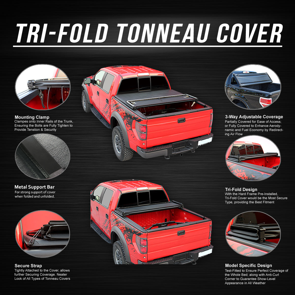 Tri Fold Soft Top Tonneau Cover B412101