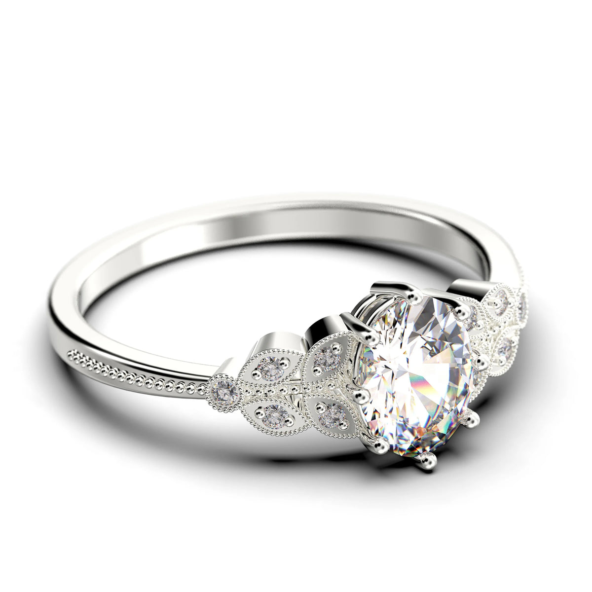 Oval Cut Diamond Moissanite Engagement Ring Set in 925 Sterling Silver K790939