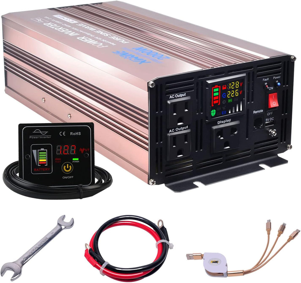500 Watts Power Inverter 12V to 110V Pure Sine Wave with LED Display and 4.2A USB Charging Ports & 2 AC Outlets Pack of 2 J460654