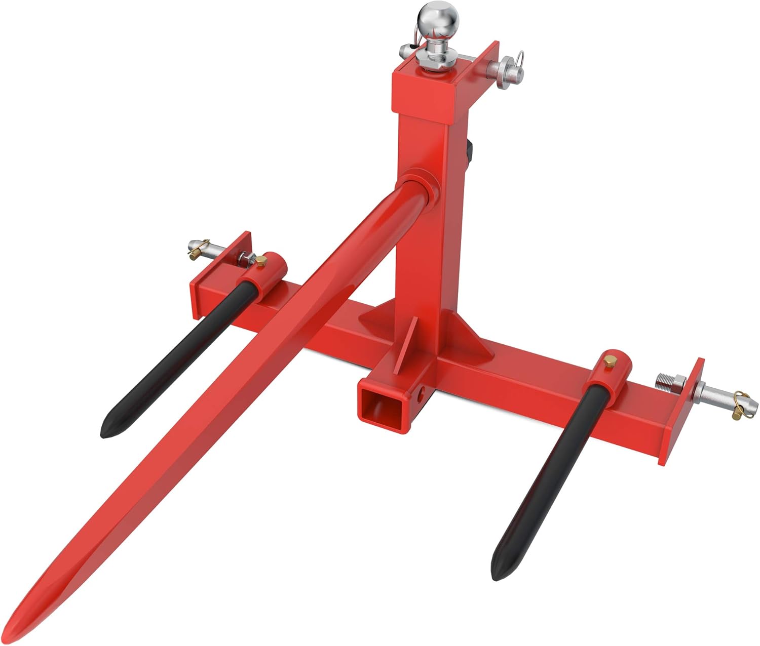 49” Hay Spear 3000lbs Capacity with 2 Stabilizers, 3 Point Trailer Hitch 2" Receiver with Trailer Ball Gooseneck Drawbar for Category 1 Tractor B983414