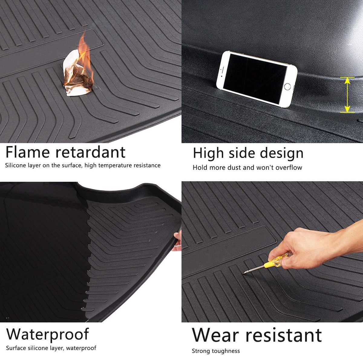 Black Heavy Duty Waterproof Trunk Cargo Liner Mat P3013