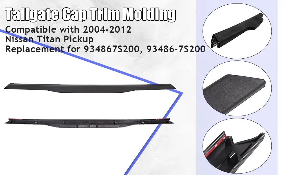 Tailgate Cover Cap Top Protector ABS Plastic 63.66" Length I8808