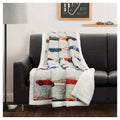 Race Cars Throw Blue Orange Sherpa S4852
