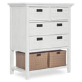 Weathered White Tall Chest with Baskets Q117