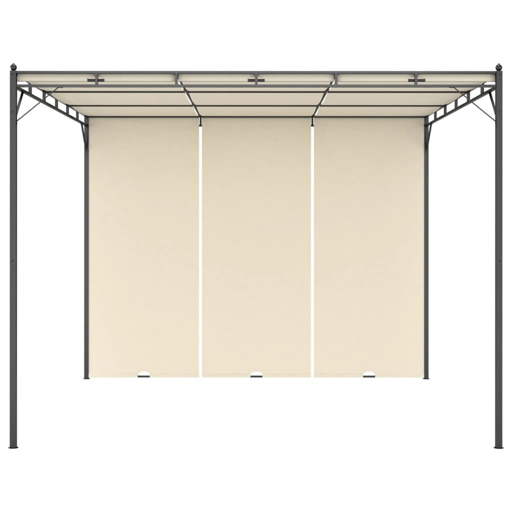 Garden Gazebo with Side Curtain Steel Frame Sun Shade Shelter Cream 118.1 x 118.1 x 88.6 Inches I460