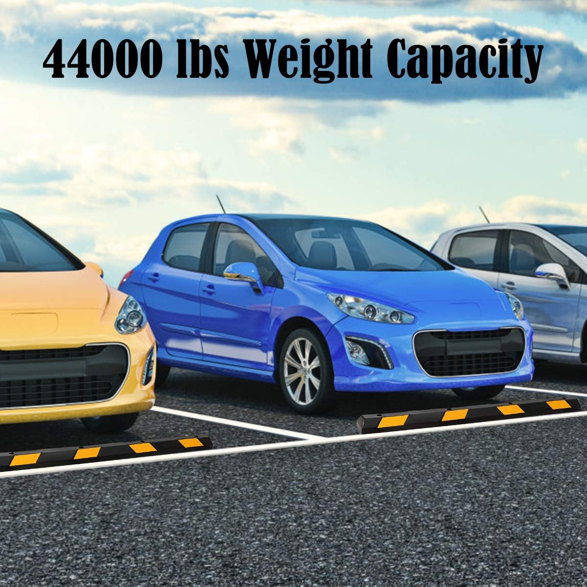 Rubber Parking Curb with 8 Reflective Yellow Safety Stripes M530