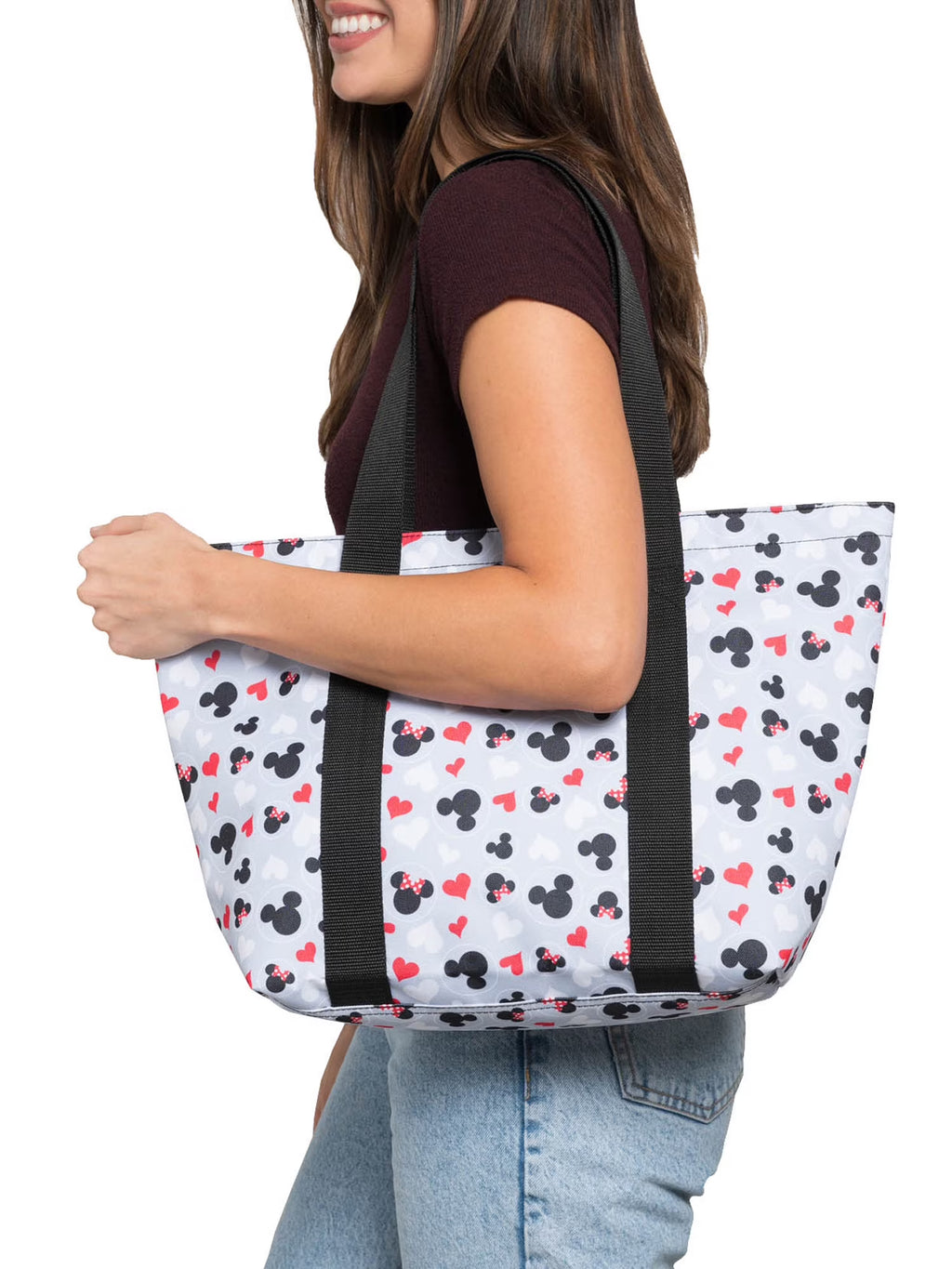 Gray Red White Zip Tote Bag A775