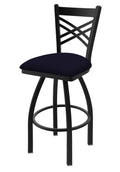 Black Wrinkle Swivel Stool with Dark Blue Seat C493242