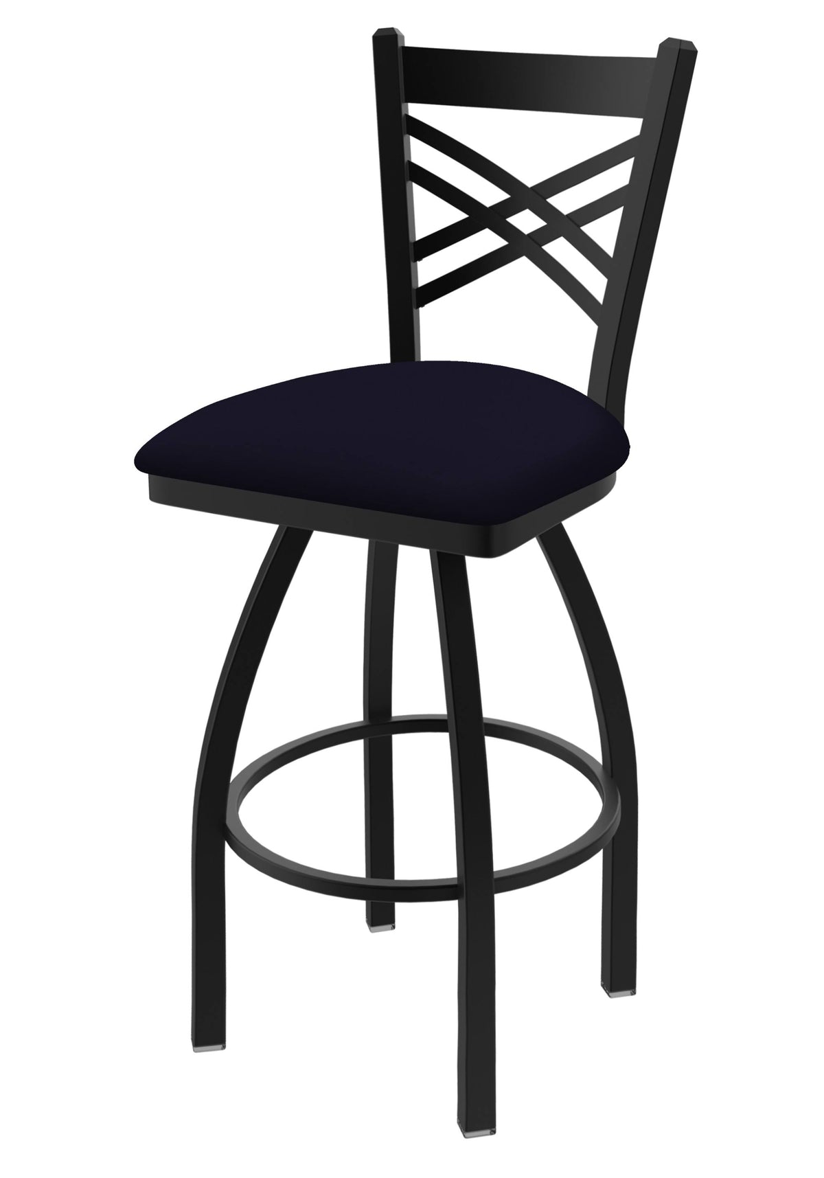 Black Wrinkle Swivel Stool with Dark Blue Seat C493242