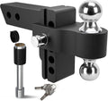 Adjustable Trailer Hitch Ball Mount, 2-Inch Receiver, 4-Inch Drop, Forged Aluminum Shank, 2-Inch and 2-5/16-Inch Combo Stainless Steel Tow Balls, Black S212