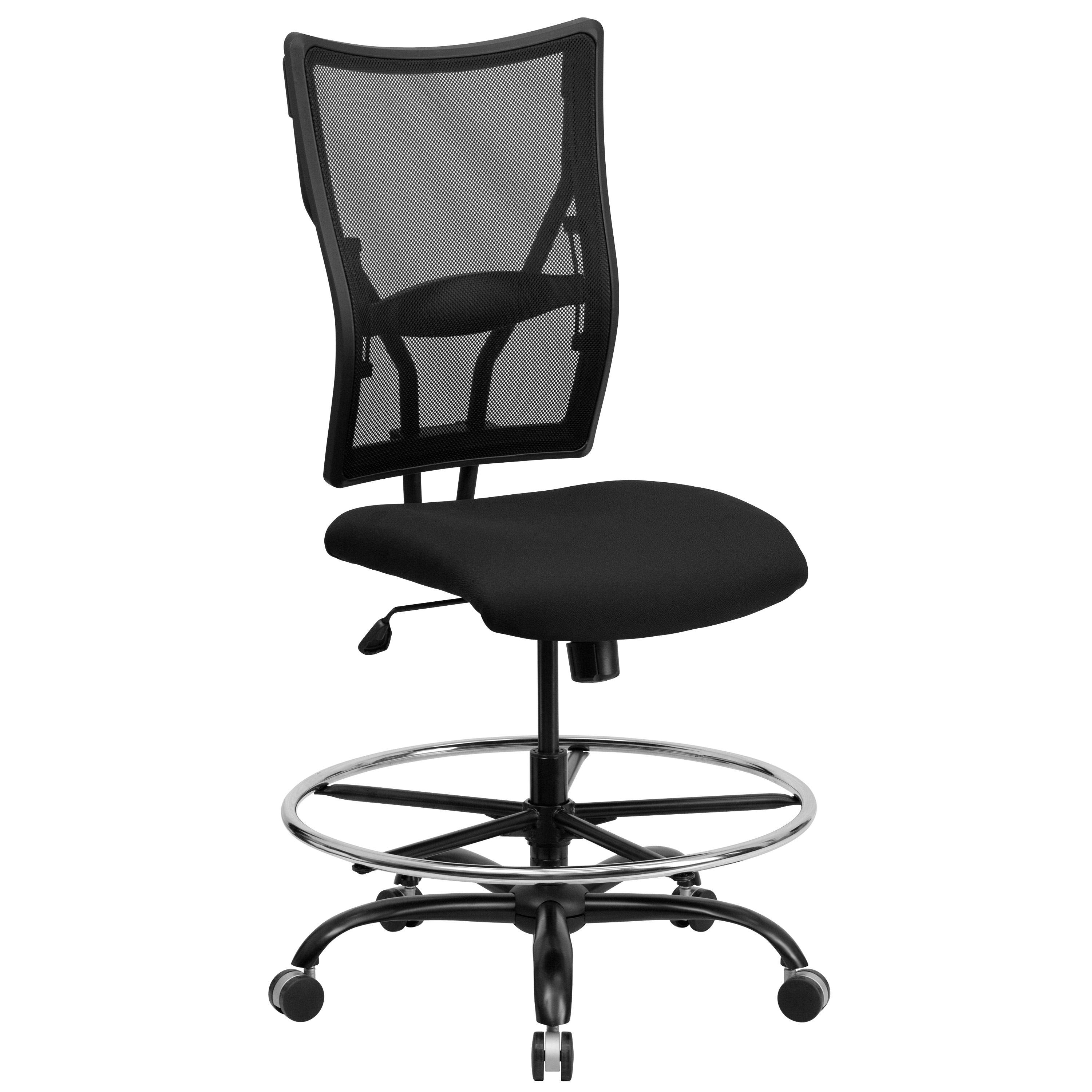 Black Mesh Adjustable Drafting Office Chair with Footrest P754575