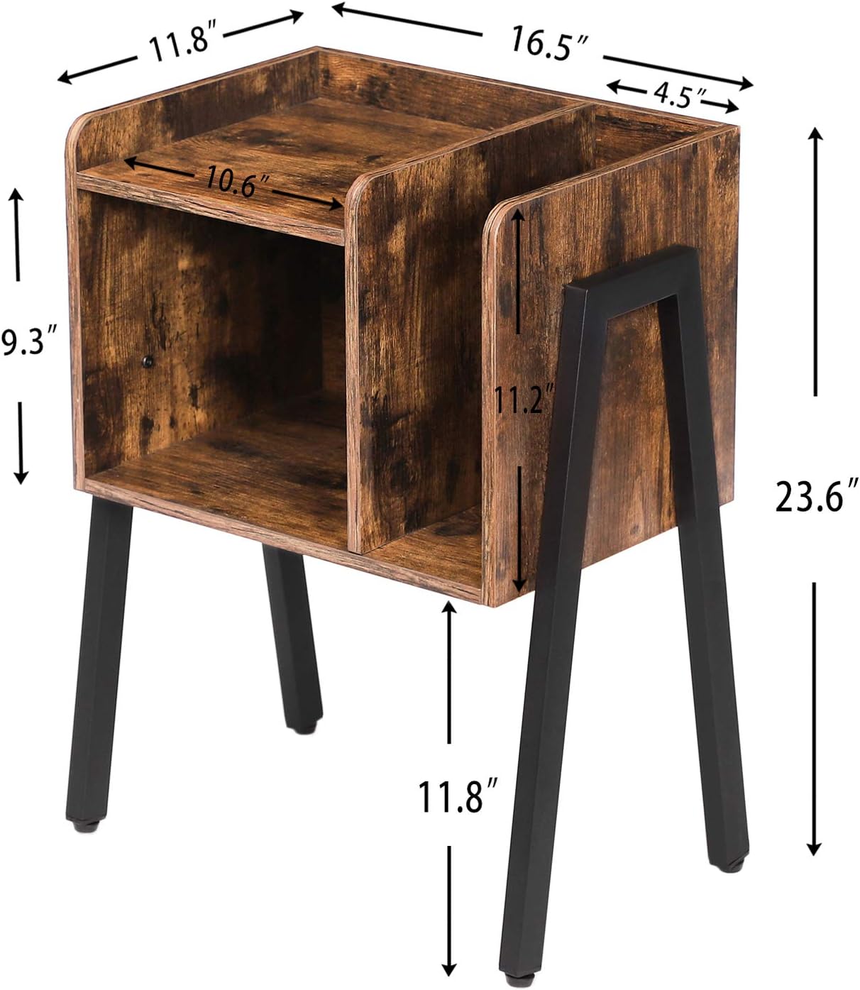 Rustic Brown Stackable End Table with Metal Frame J89407