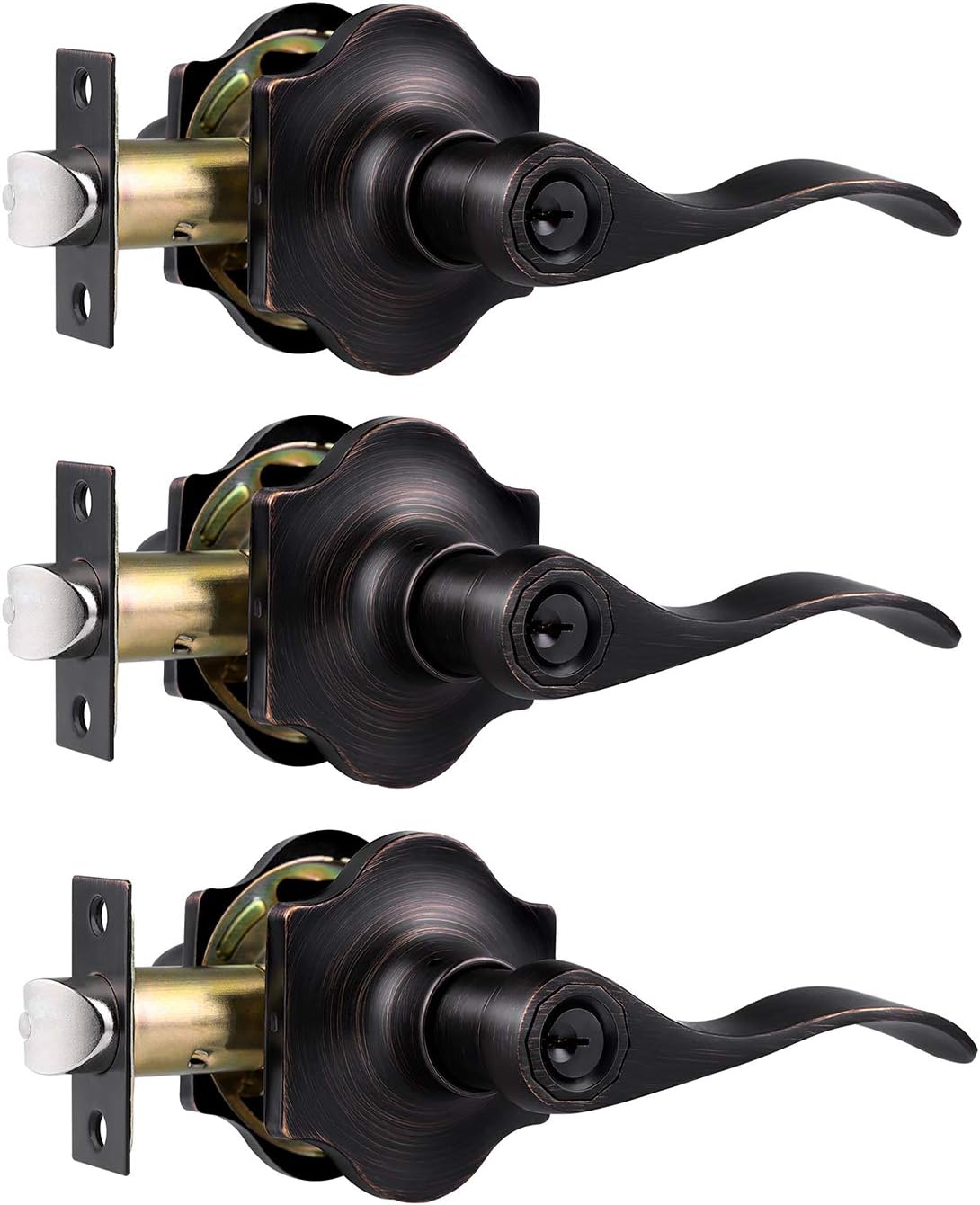 6 Pack Antique Privacy Door Handles Oil Rubbed Bronze Door Lever Set A917806