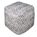 Beige Dark Gray Brown Cotton Cube Pouf Ottoman T331