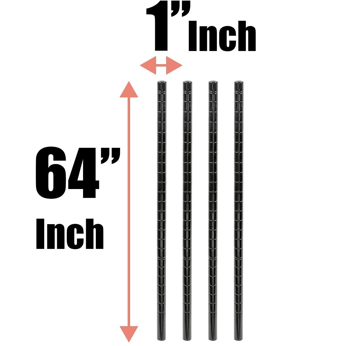 Black Epoxy Wire Shelving Posts, Pack of 2, 14''H C864