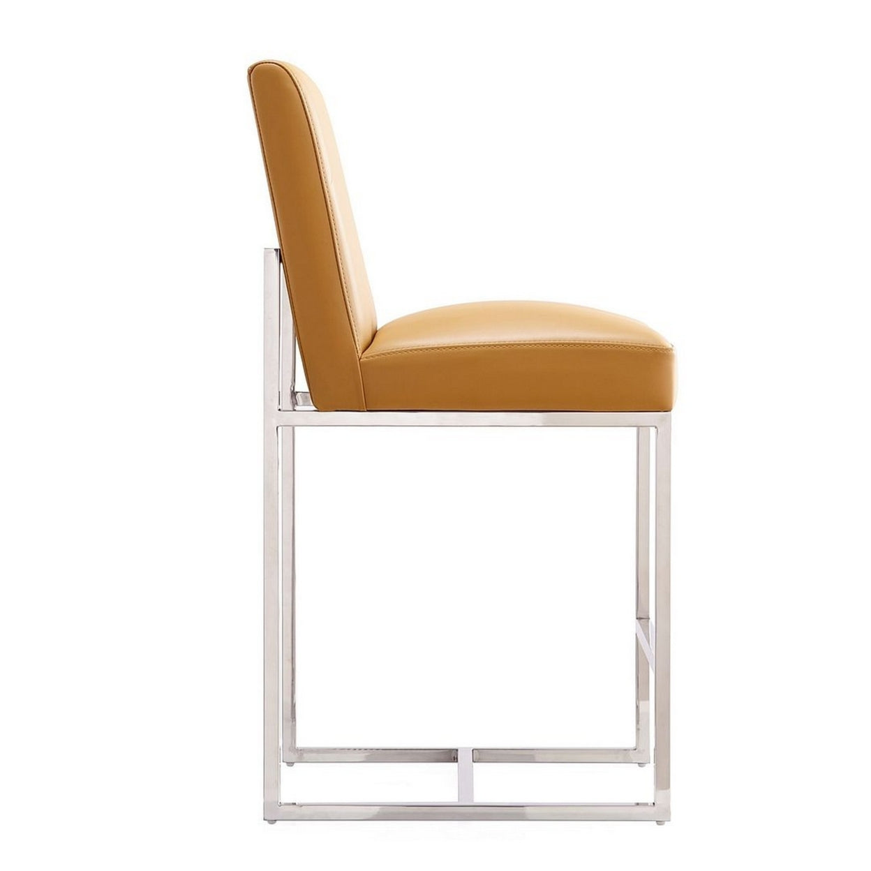 Camel Polished Chrome Stainless Steel Counter Height Bar Stool (Set of 3) Y734