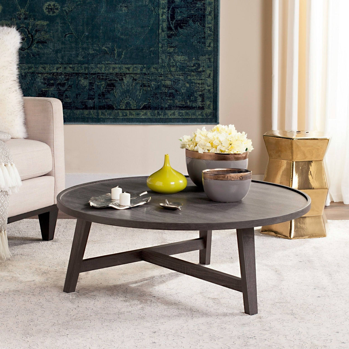 Dark Grey Retro Wood Coffee Table V82334