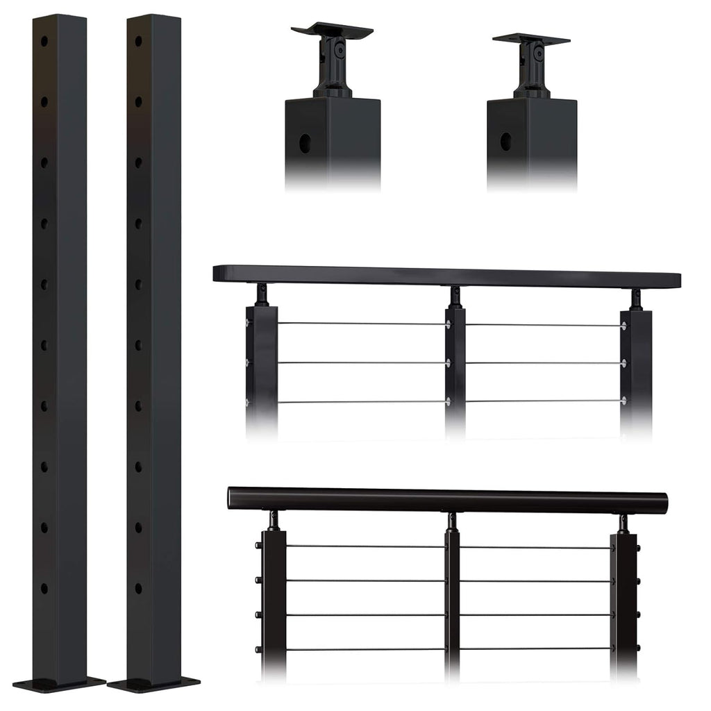 2Pack 36x2x2 304 Stainless Steel Black Pre-drilled Surface Mount Post Q970
