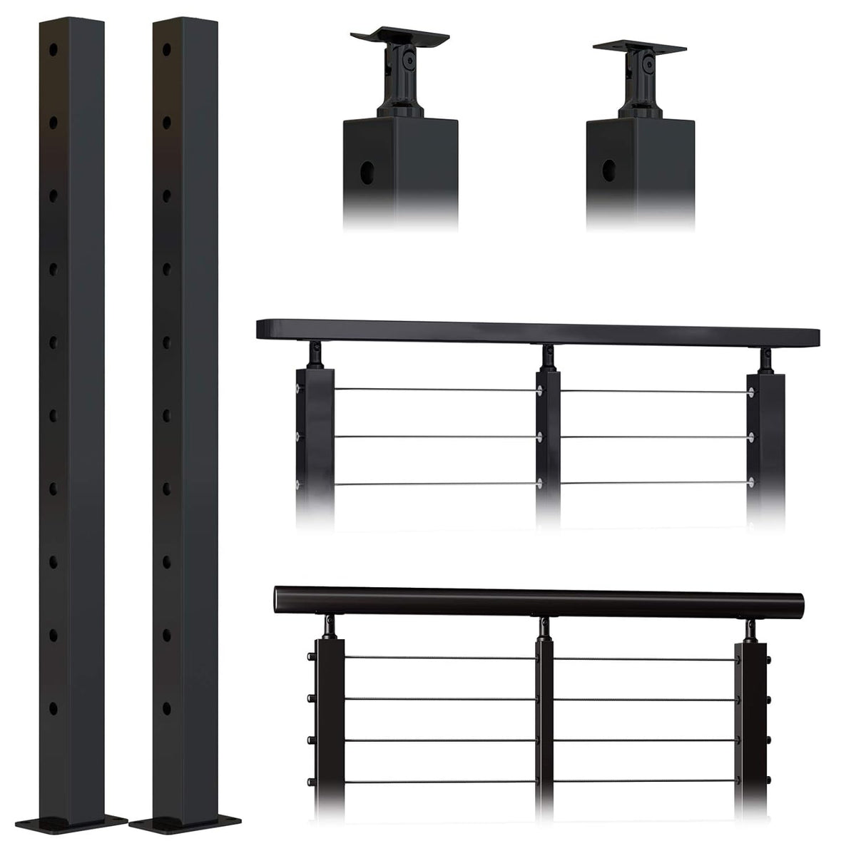 2Pack 36x2x2 304 Stainless Steel Black Pre-drilled Surface Mount Post Q970