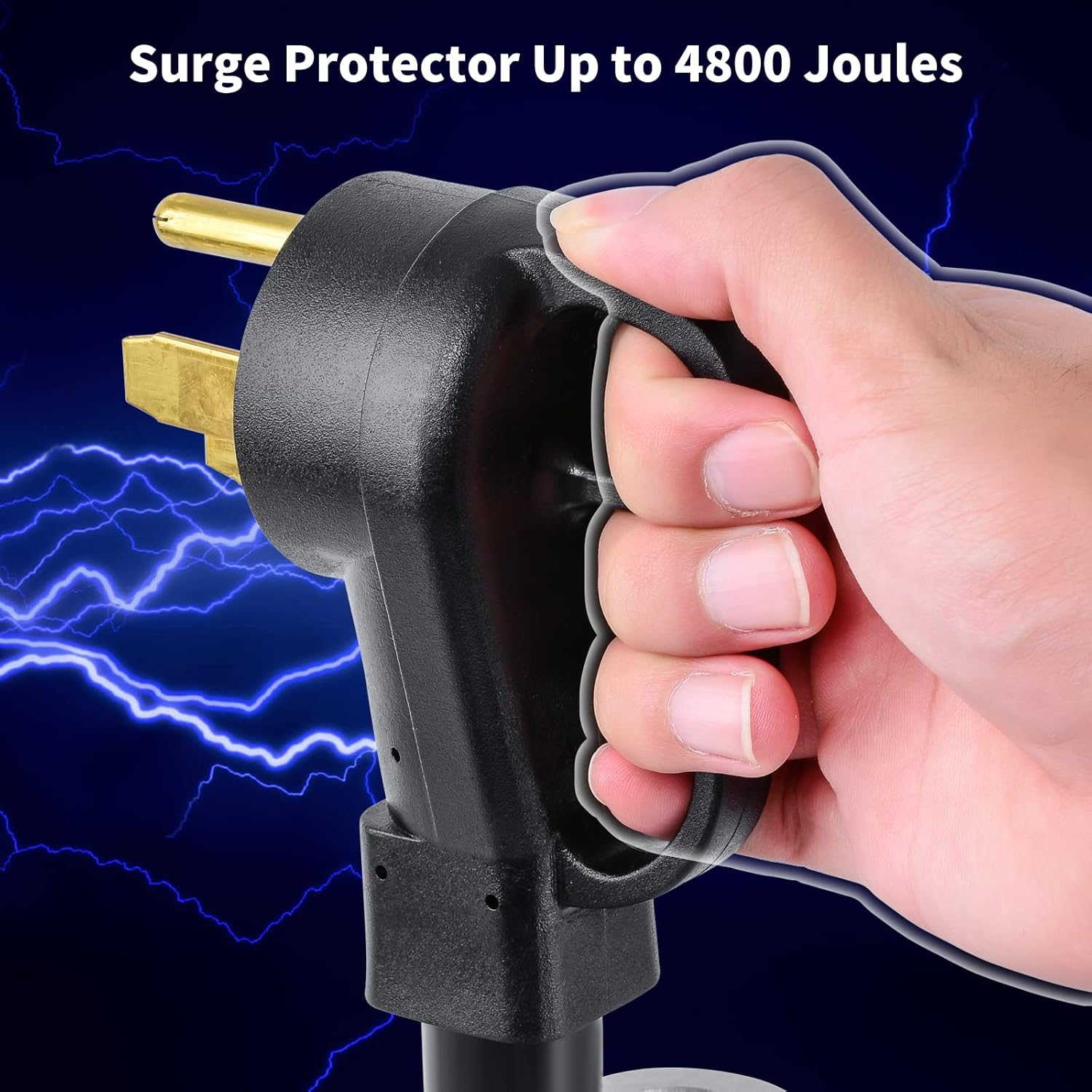 50 Amp Surge Protector with LED Indicator Light, 4800 Joules, Black P5618