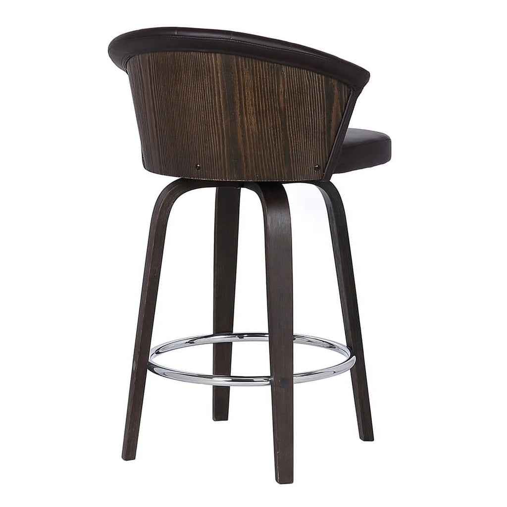 Faux Leather Swivel Bar Stool in Brown U3514