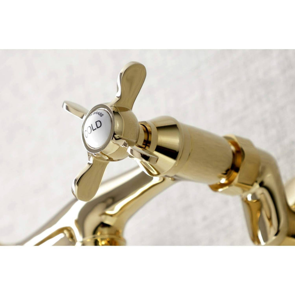 Polished Brass Adjustable Center Wall Mount Bathroom Faucet B580
