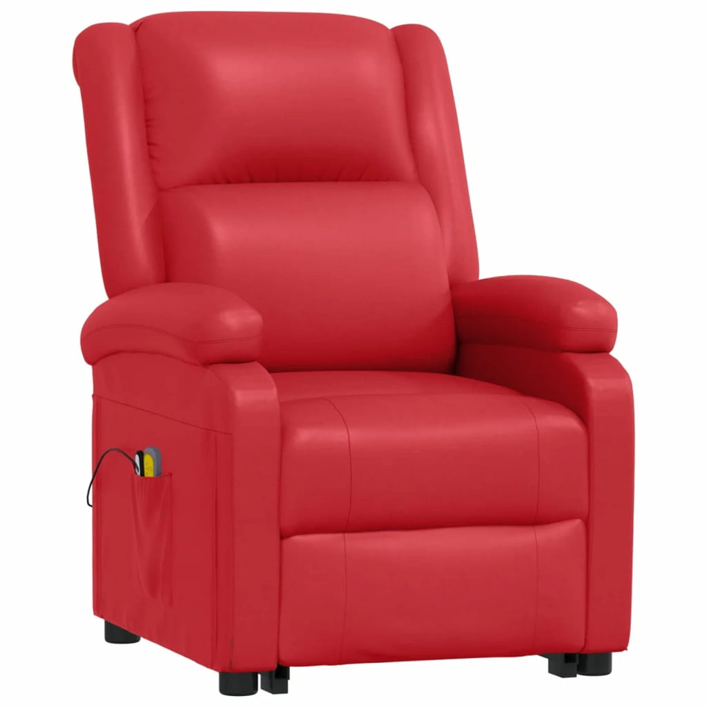 Power Lift Massage Recliner with Adjustable Footrest and Side Pocket, Faux Leather Sofa Chair O12221