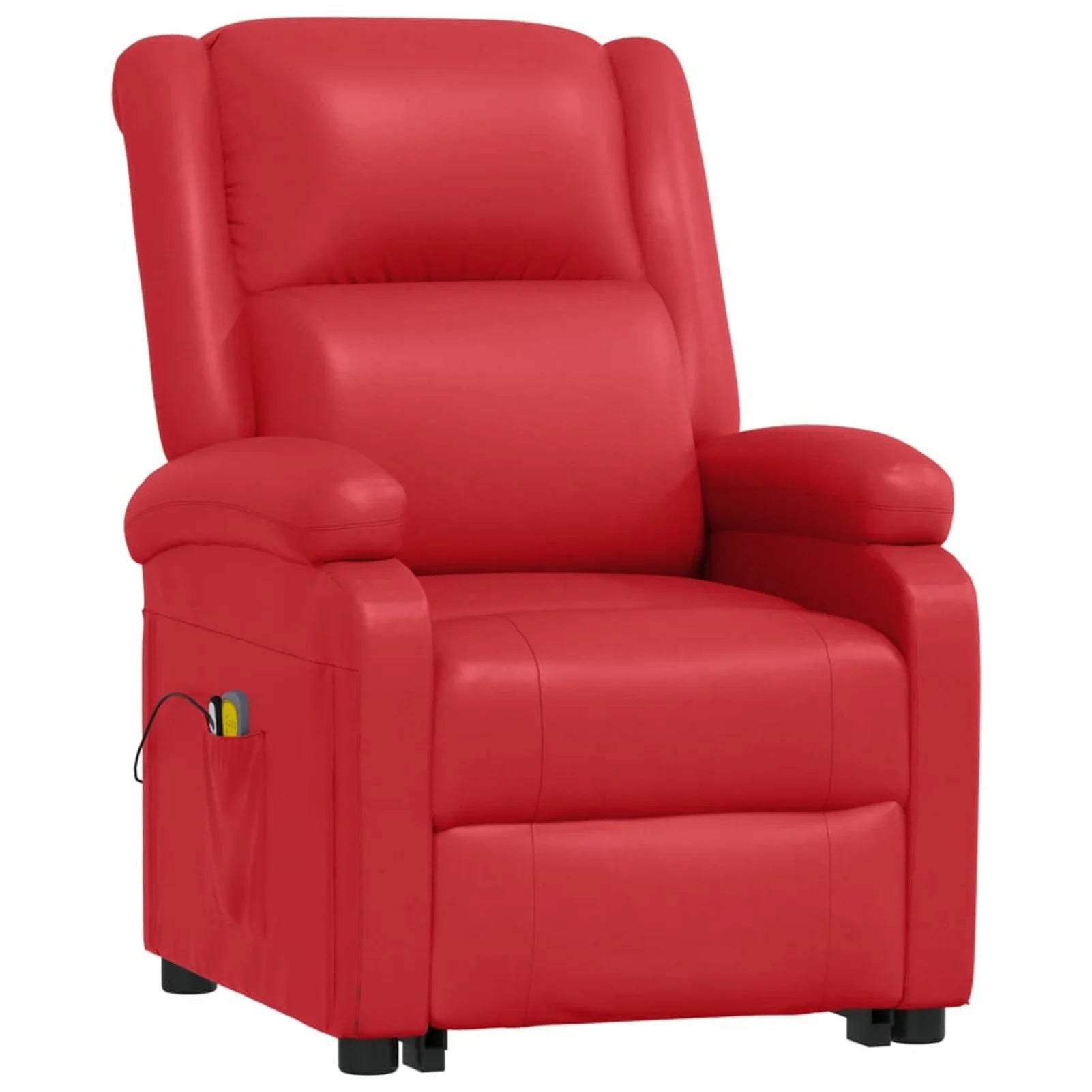 Power Lift Massage Recliner with Adjustable Footrest and Side Pocket, Faux Leather Sofa Chair O12221