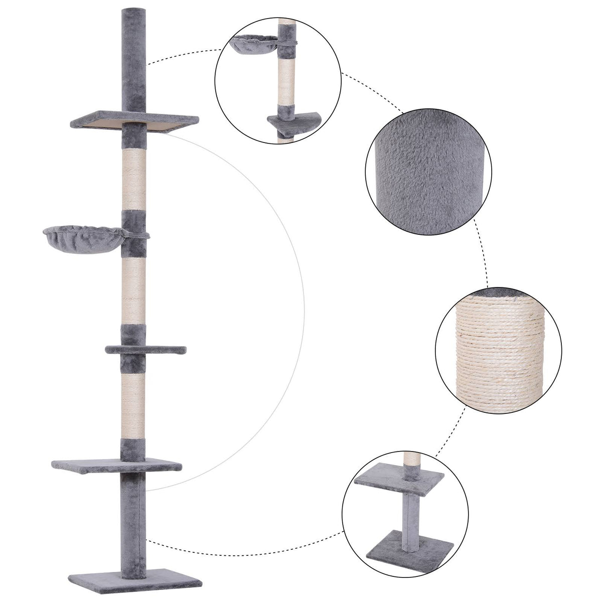 9 Adjustable Height Floor-To-Ceiling Vertical Cat Tree I34611