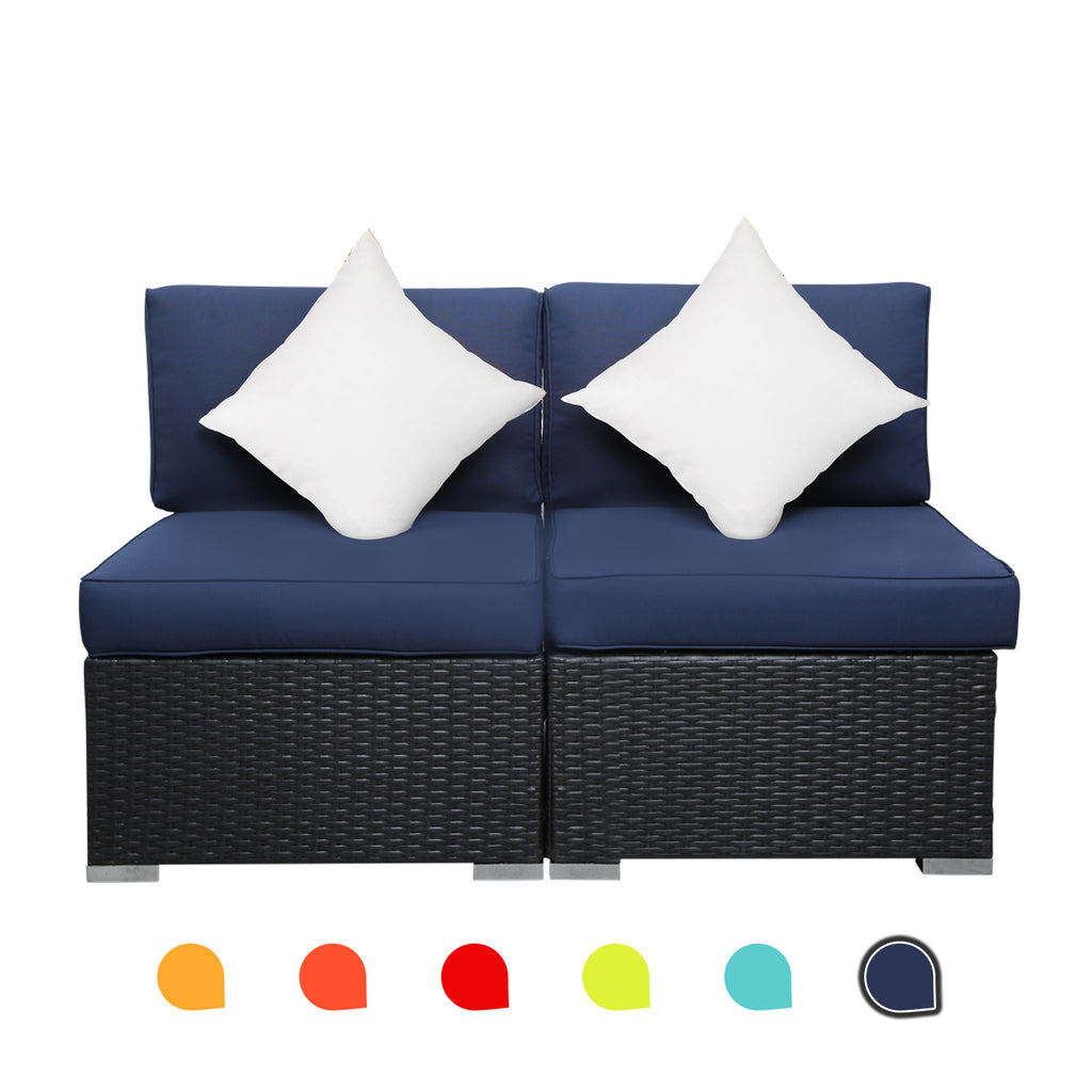 Gray Outdoor Patio Conversation Sofa Set with Padded Wicker Rattan Chairs R4690