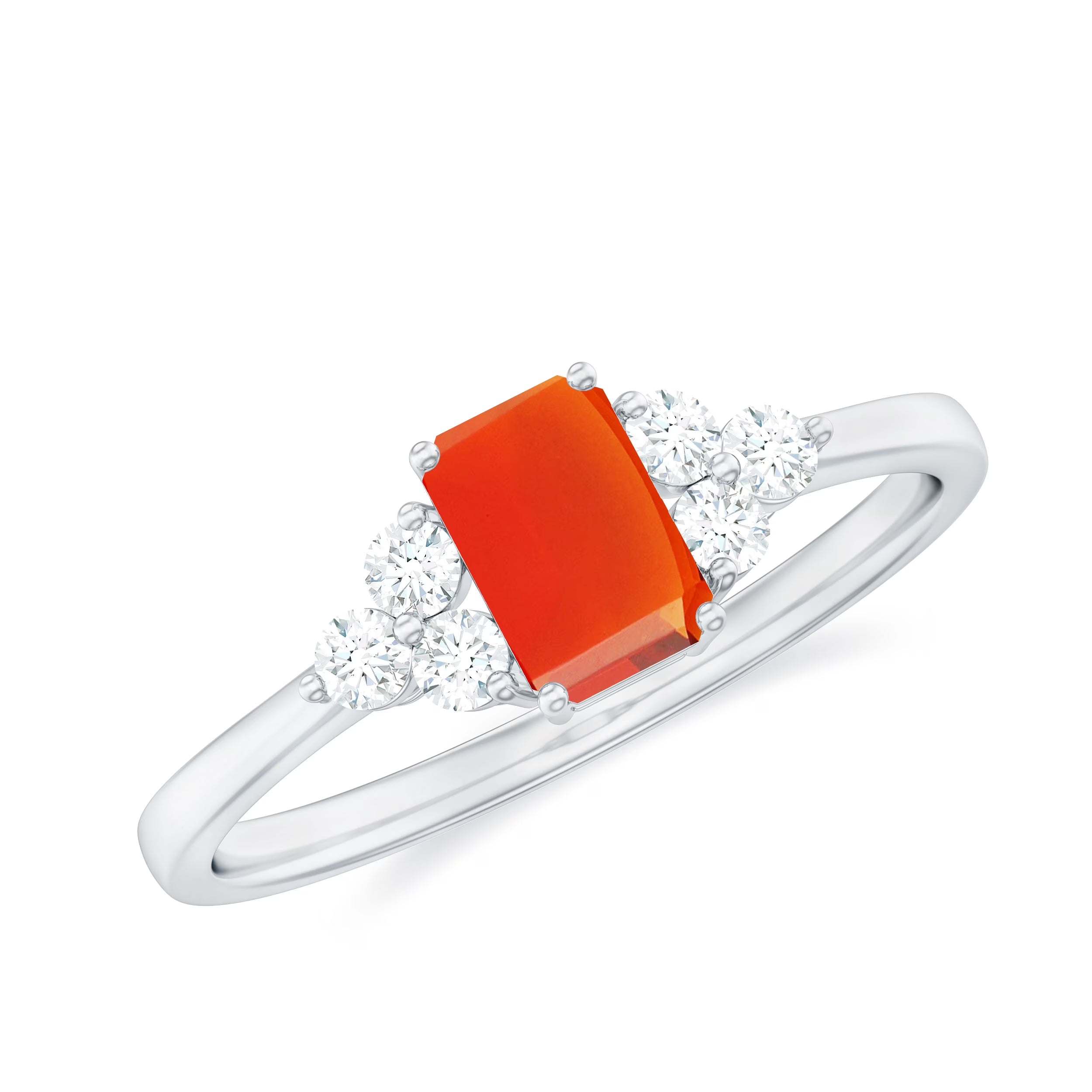 18K White Gold Emerald Cut Diamond Solitaire Ring E298