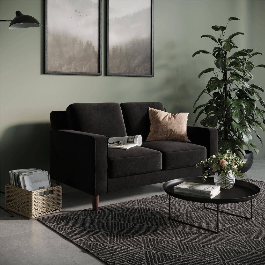 Black Velvet Loveseat 2 Seater Sofa L351067