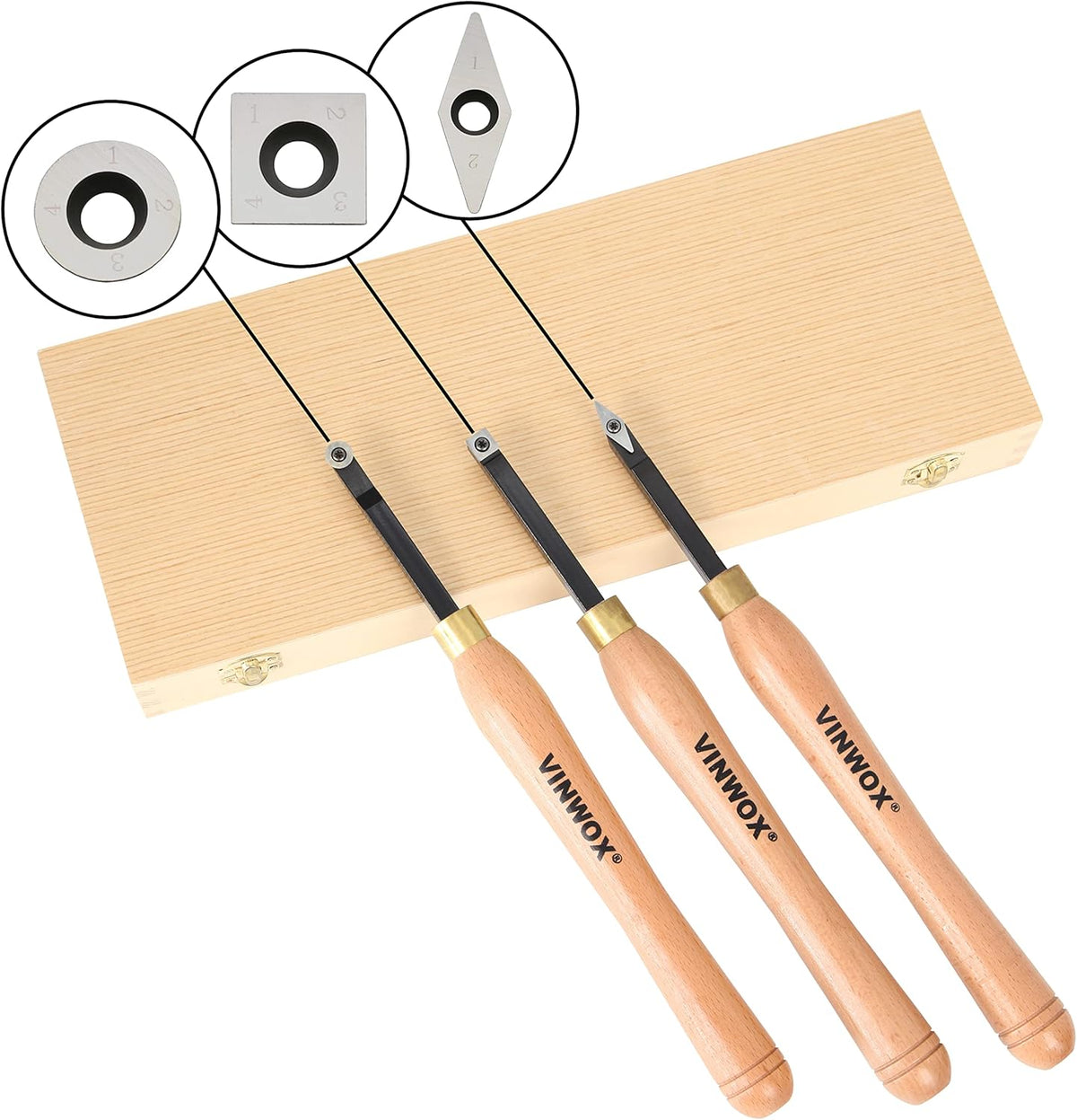 3 PCS Carbide Wood Lathe Turning Tool Set R647365