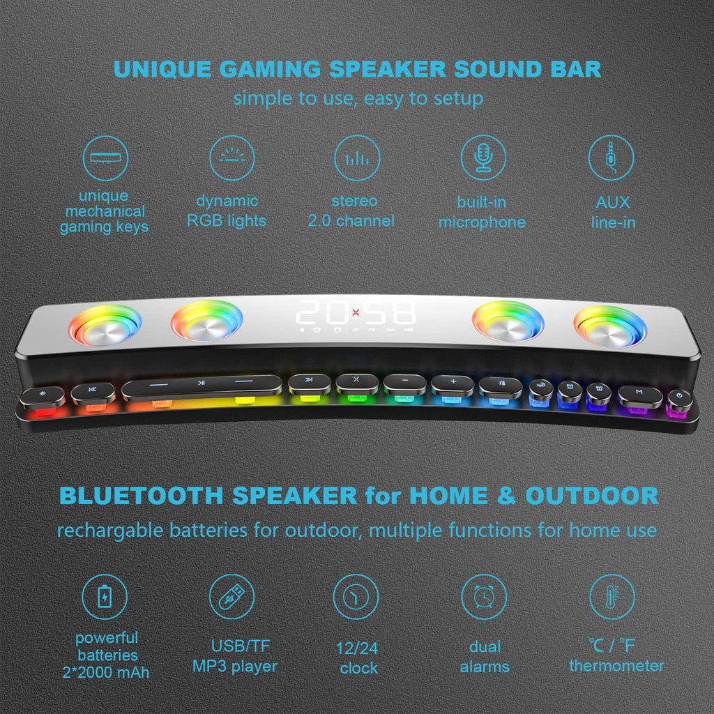 RGB Bluetooth 5.0 Soundbar Speakers, USB Powered, Pack of 2 B4526