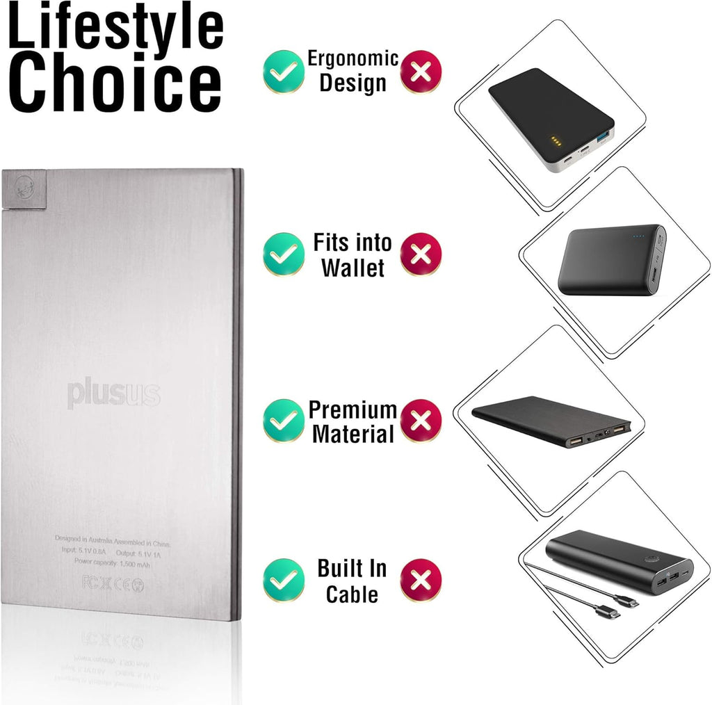 Card Size Power Bank with Built-in MFI Lightning Cable T42188