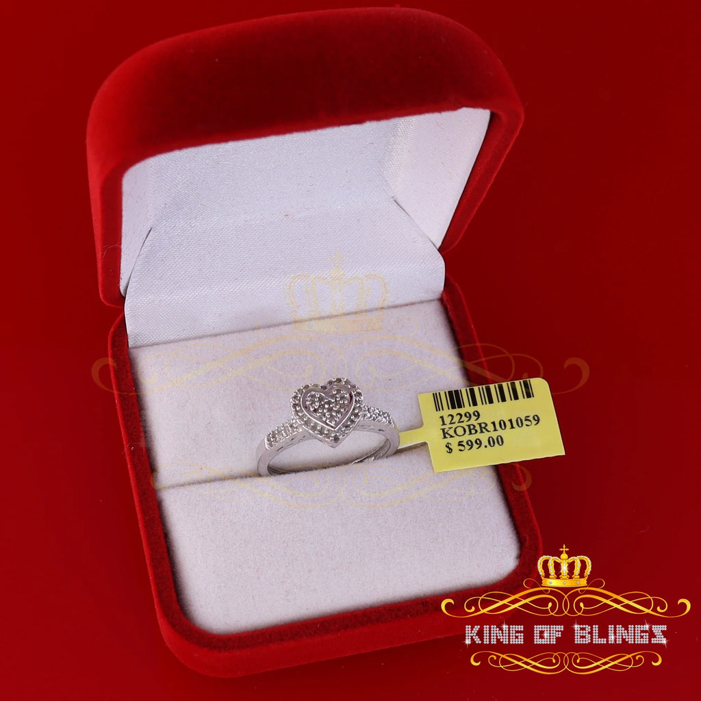 0.25 CT Real Diamond 925 Sterling Silver White Heart Ring Size 7 B9935