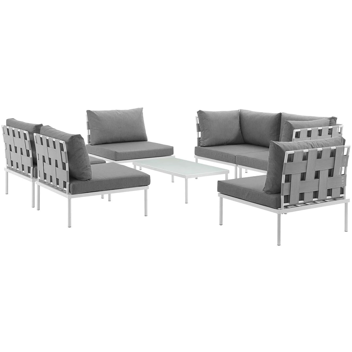 7 Piece Outdoor Patio Aluminum Sectional Sofa Set N565