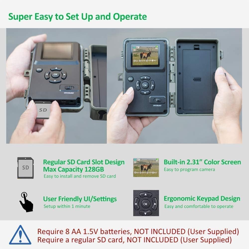 Trail Camera 24MP 1080P Waterproof Infrared Night Vision J9455