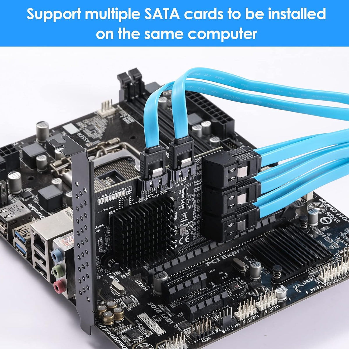 PCIe SATA Card 8 Ports with 8 SATA Cables and Low Profile Bracket P832738