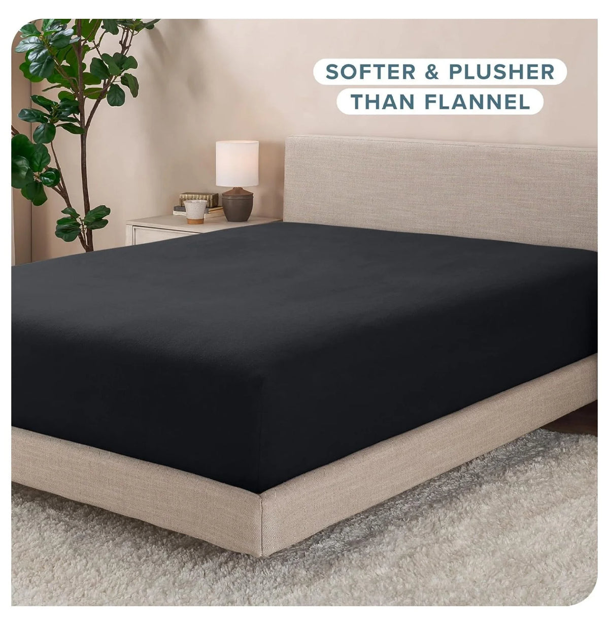 Twin XL Black Deep Pocket Fleece Fitted Sheet A84422