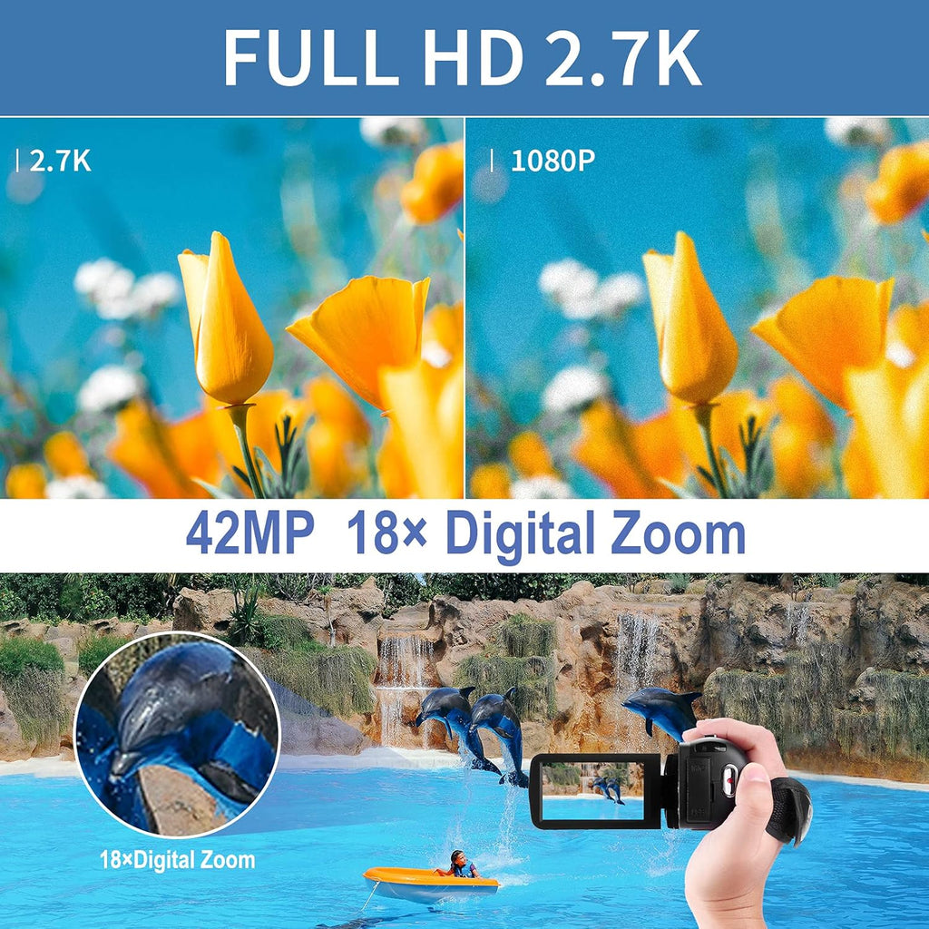 4K 60FPS Autofocus Digital Camera with WiFi, 32GB SD Card, 2 Batteries J349025