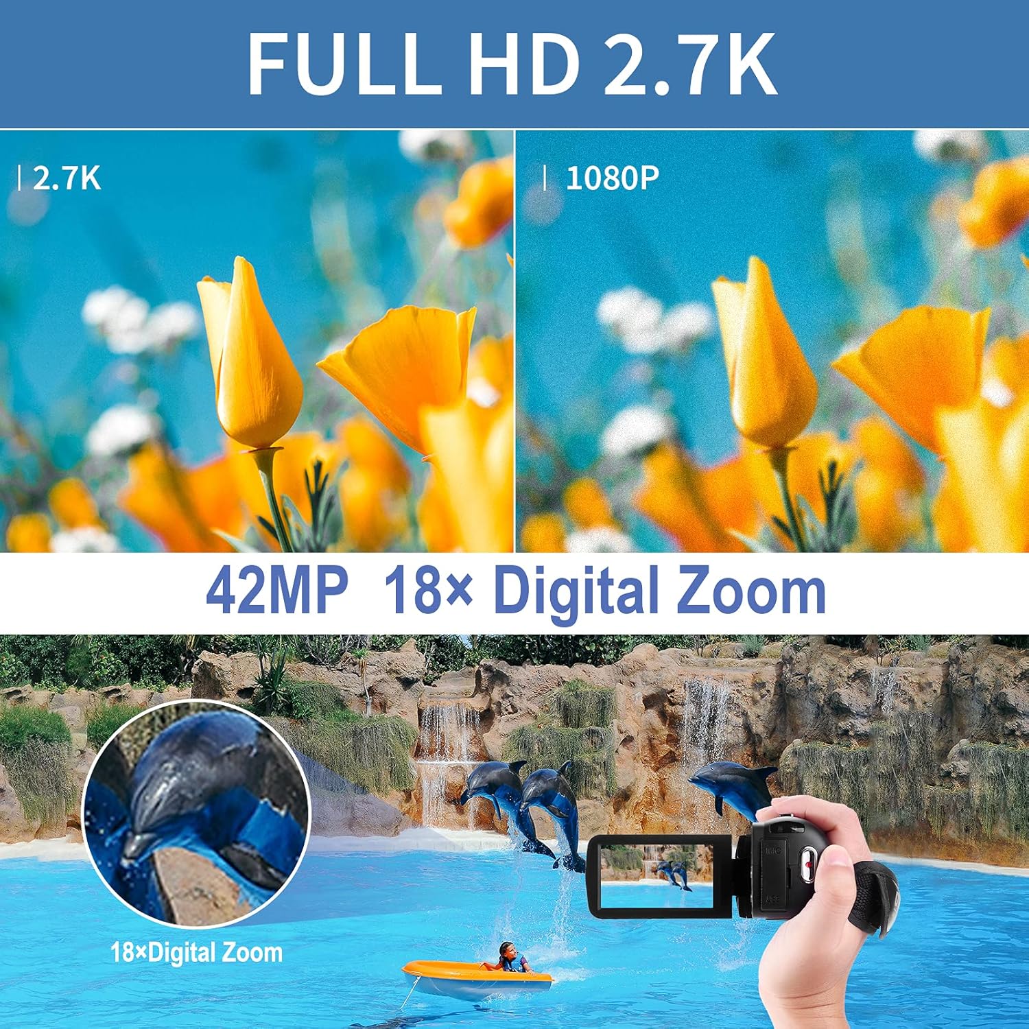 4K 60FPS Autofocus Digital Camera with WiFi, 32GB SD Card, 2 Batteries J349025