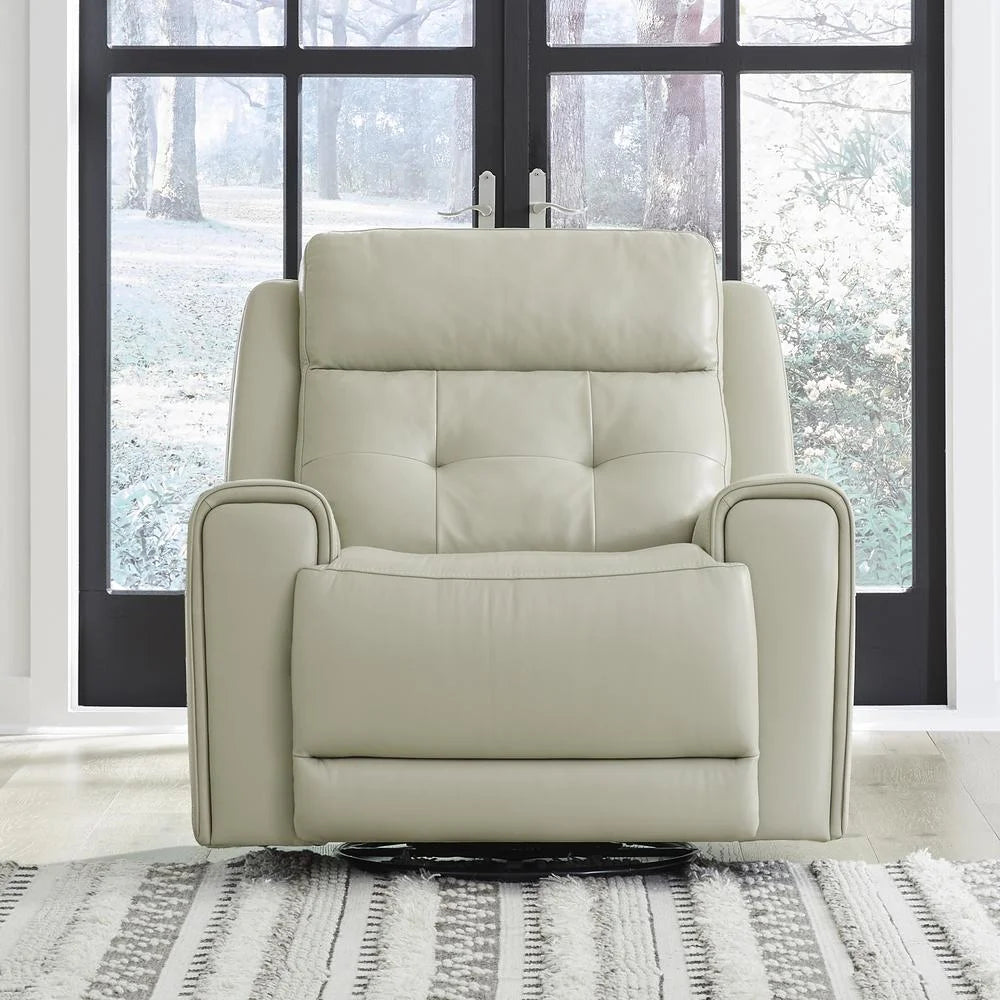 Off White Leather Power Recliner I913048